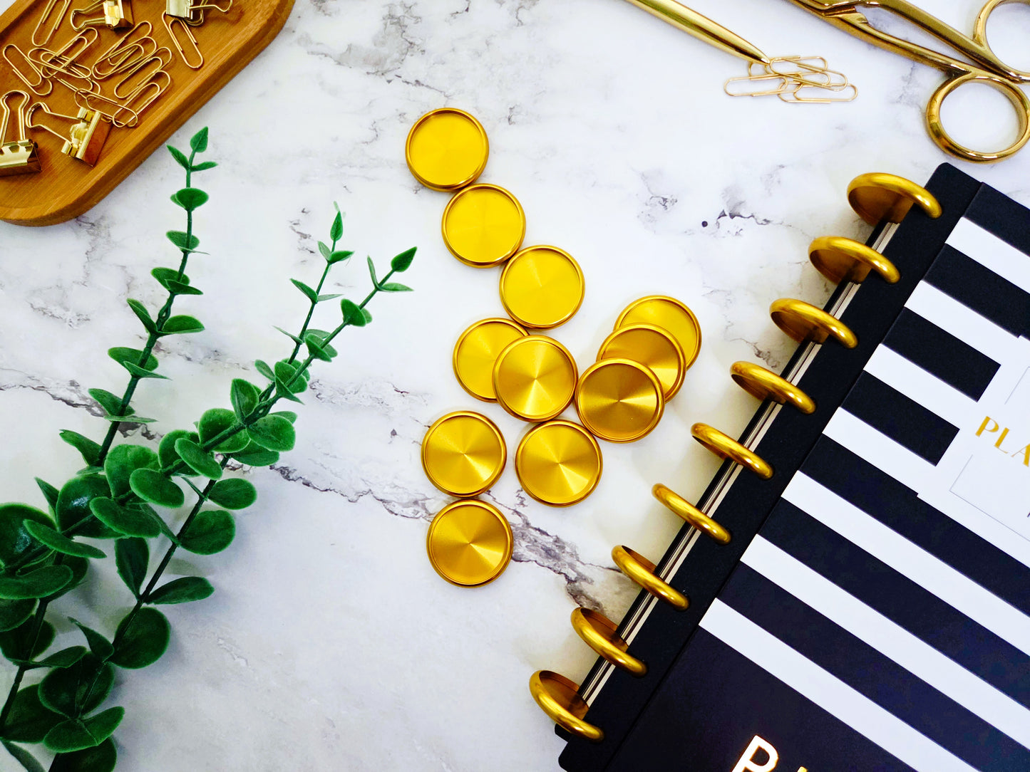 Gold Metal Planner Discs – Set of 11 (32mm) | Fits Any Discbound Planner