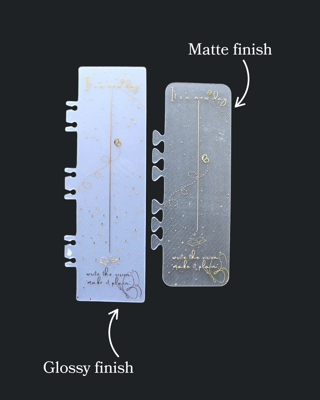 It's a New Day Page Marker | Ruler With Gold Lettering & Artistic Designs