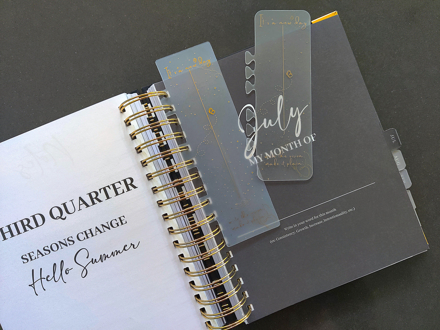 It's a New Day Page Marker | Ruler With Gold Lettering & Artistic Designs