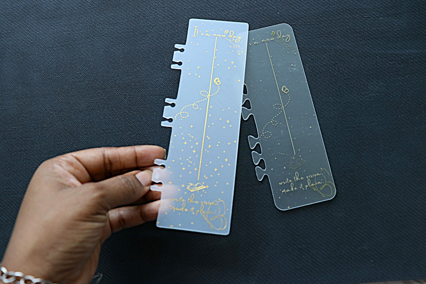 It's a New Day Page Marker | Ruler With Gold Lettering & Artistic Designs