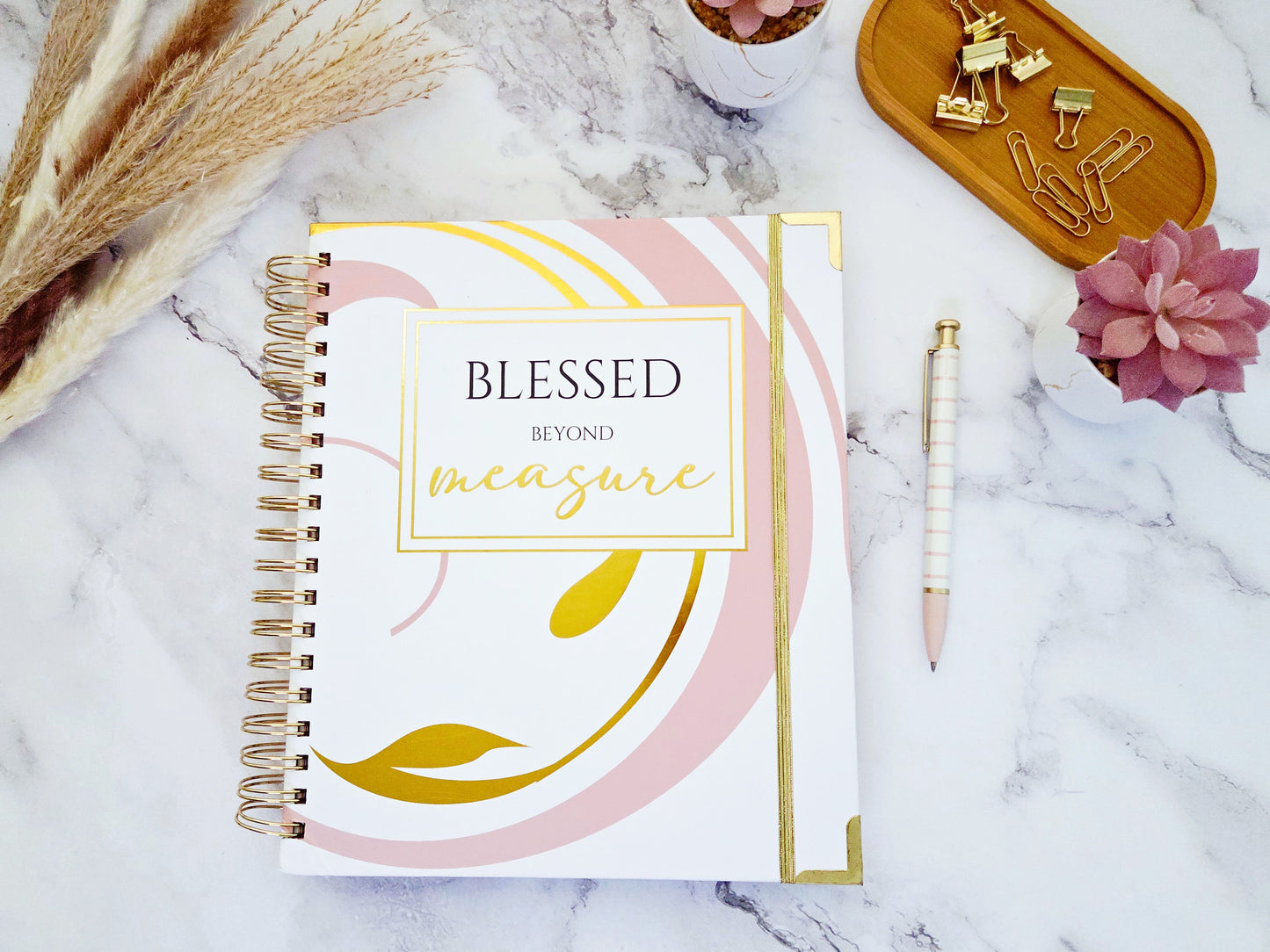 Blessed Beyond Measure Faith Journal | Blank Lined Multi-Function Notebook with Bible Verses