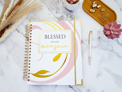 Blessed Beyond Measure Faith Journal | Blank Lined Multi-Function Notebook with Bible Verses