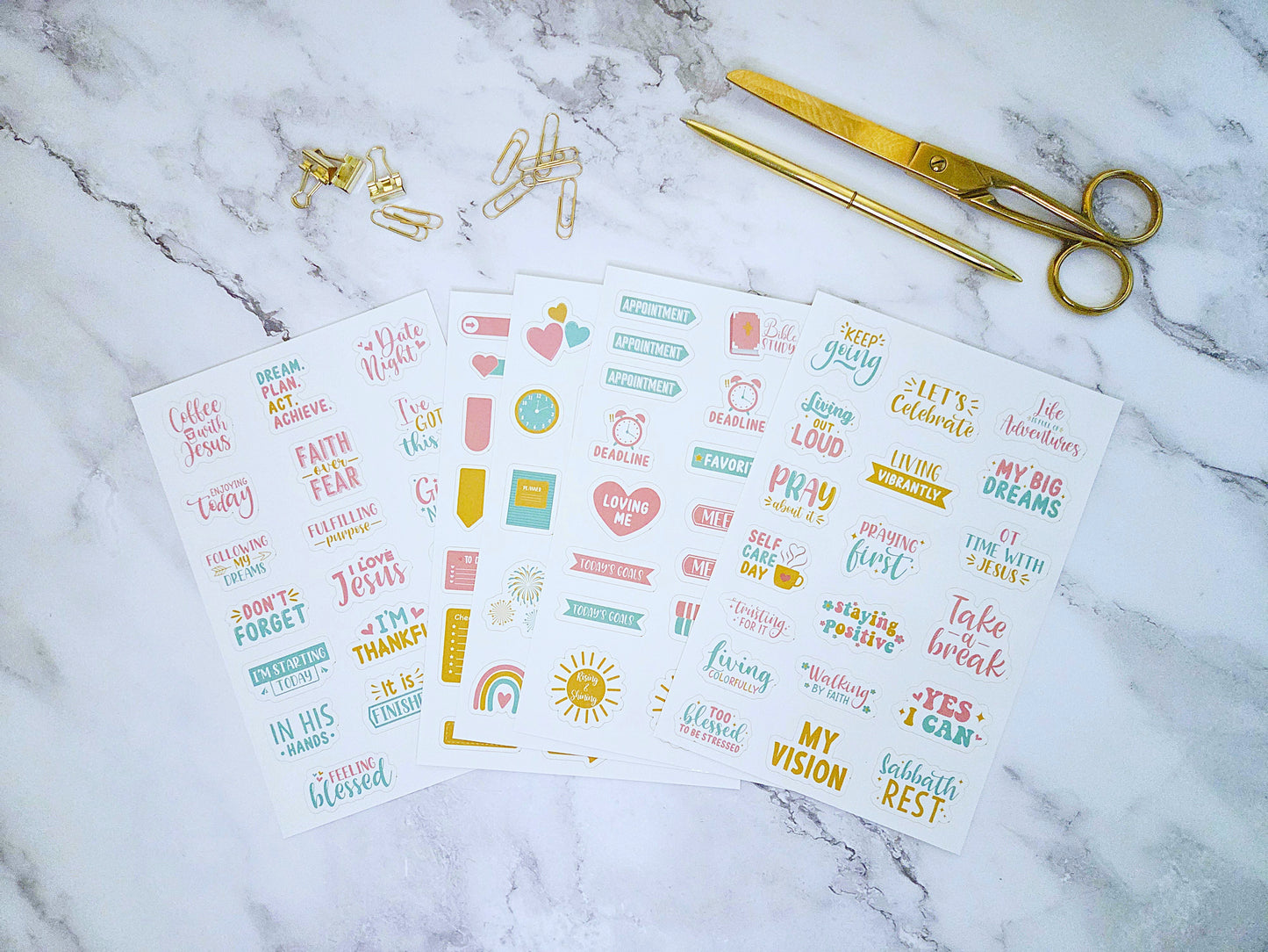 Decorative Faith-Inspired Sticker Sheets | Value Pack Sets