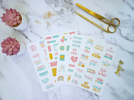 Decorative Faith-Inspired Sticker Sheets | Value Pack Sets